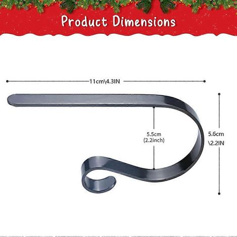 Un ensemble de 6 crochets pour chaussettes de Noël à fixer sur les manteaux de cheminée, comprenant des crochets décoratifs et des crochets pour chaussettes de Noël noirs. (1/5)