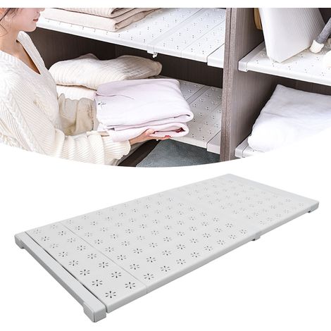 Spannregale für ausziehbare Kleiderschränke – Montagefreie Aufbewahrungsregale, Modell AJ, Material: ABS/Polypropylen, Maße: 71–92 cm, Farbe: Weiß, 12-teiliges Set (1/5)