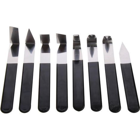 8-teiliges Set aus Edelstahl für Keramik-Tonskulpturen, Schnitzwachs/Gummi H