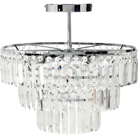 Lampadario a sospensione in stile glamour Cristalli di vetro in metallo Finitura cromata Argento Ameneiro