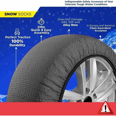 Matte Snow Socks for Car Tires, Emergency Snow Traction for Vehicles, Safe Driving on Ice, Frost, Snow, Extra Durable Snow Chains, Equivalent Alternative to Tire Chains-M (1/5)
