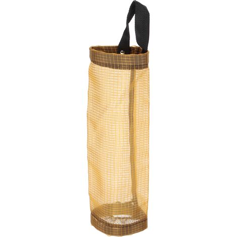 Distributeur de sacs poubelle suspendus, range-sacs d'épicerie, organisateur de cuisine, jaune, taille L (1/5)