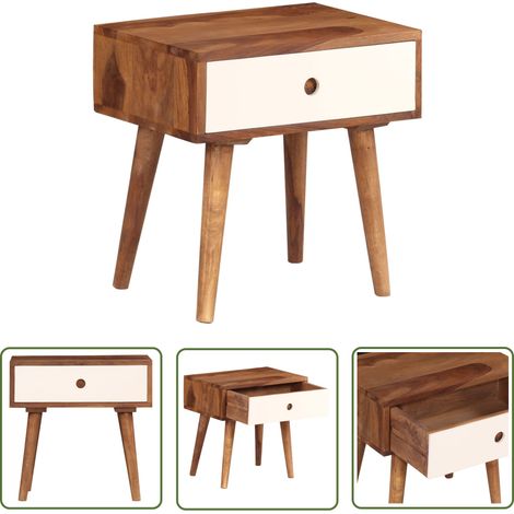 The Living Store Table de chevet Bois massif de Sesham 45 x 30 x 45 cm - Table De Chevet - Meubles De Chambre - Table D'appoint - Bois Massif - Design Moderne (1/5)
