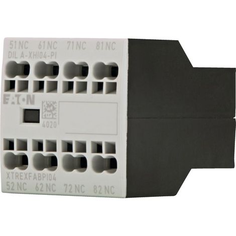 Eaton Bloque de contactos auxiliares, 4 polos, Ith= 16 A, 4 NC, Fijación frontal, Bornes Push-in, DILA, DILM7 - DILM38, 199321
