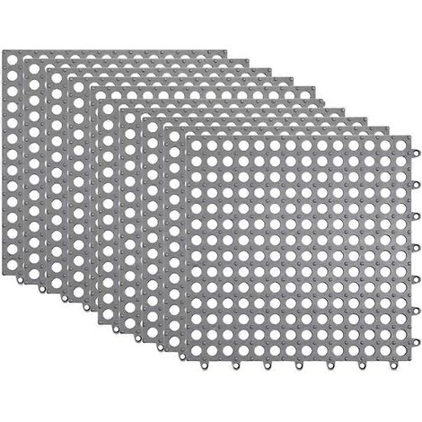 Dalles de sol antidérapantes - Tapis de douche souple et raccordable pour salle de bain, terrasse, piscine, patio et tapis de drainage extérieur gris (1/5)