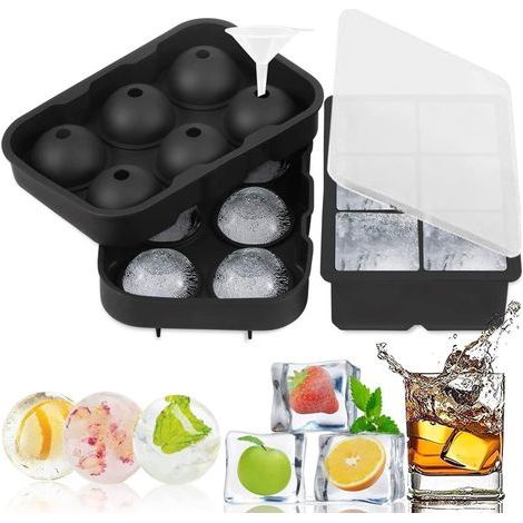 2 different types of ice cube molds with lids, food grade silicone ice cube trays, BPA free.Reusable, for condensing water into ice for cocktails, whiskey. (1/5)