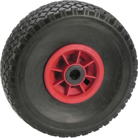 Dörner + Helmer Schubkarrenrad pannensicher PU-Blockreifen 100kg Tragkraft 26x8,5cm kompatibel mit Sackkarren langlebige Kunststofffelge (1/2)