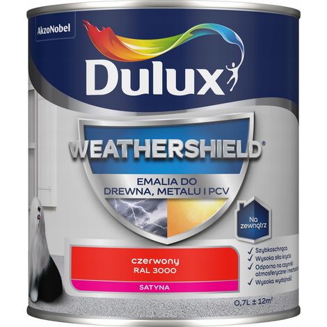 Esmalte acrílico Dulux Weathershield para metal y madera, rojo, 0,7 L