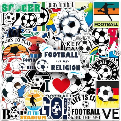 Lot de 50 Stickers Football, Autocollants PVC Réutilisables, Cadeaux Anniversaire Enfants Foot (1/5)