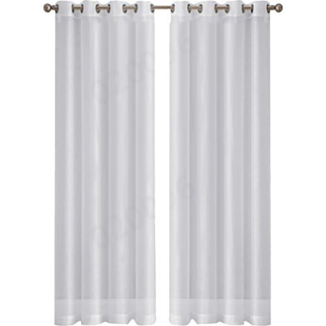 Rideaux Leott blancs transparents aspect lin, semi-transparents, pour salon et salle à manger, 137 x 213 cm (lot de 2 panneaux).