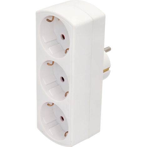 Jandei Adaptateur de Puissance Voleur Triple Prise Schuko 3x16A, 250V, Prise pour Trois Appareils Blanc . Simultanés (1/4)