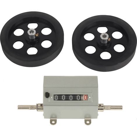 Compteur longueur 0-9999.9 – 5 chiffres – vitesse max 350 tr/min – gris – réinitialisable – roue roulante (1/5)