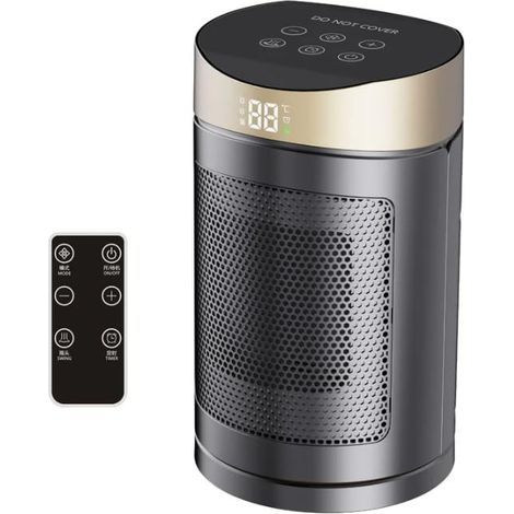 Heizgerät mit Touch-Fernbedienung, 1500 W Keramik, tragbar, für den Innenbereich, elektrische Keramikheizung mit Vibrationsfunktion, Überhitzungs- und Kippschutz, goldfarben (1/5)