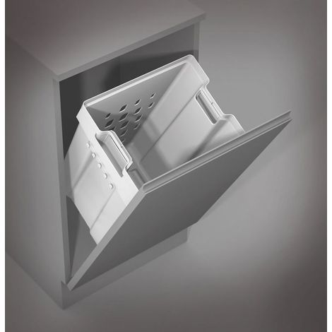 Panier à linge rabattable 50L – Plastique blanc – Largeur 400 mm – Hauteur 504 mm – Pour caisson 450 mm – Gollinucci (1/3)