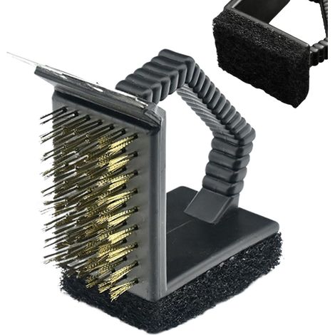 Brosse à barbecue, brosse en fil de cuivre, poils en cuivre, grattoir à angle droit pour barbecue, voyage, pique-nique, camping
