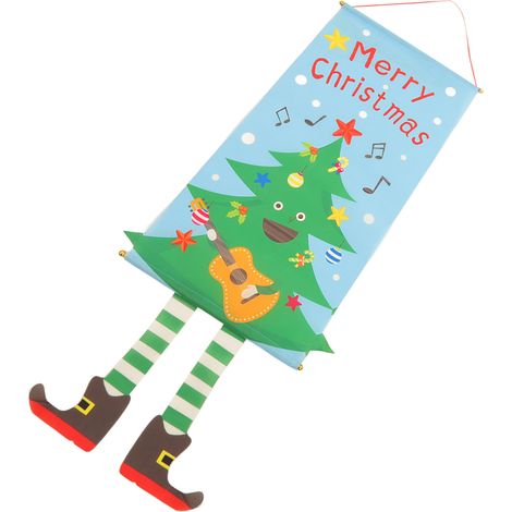 Décoration de Noël en bambou et tissu, guirlande de Noël à suspendre à la porte d'entrée. Décoration pour sapin de Noël. Panneau décoratif de Noël suspendu pour la maison. Décoration murale en bambou (1/5)