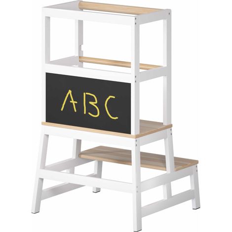 Tour d'observation Montessori en bois de pin pour enfant avec tableau noir et marchepied (1/5)
