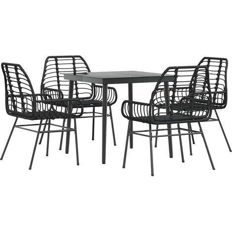 Maison Exclusive - 5-teiliges Garten-Esszimmerset aus schwarzem P