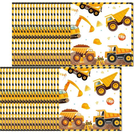 Pack of 30 paper napkins for construction sites, construction vehicles, bulldozers, wheel loaders, for boys and girls, birthday party tableware (1/5)