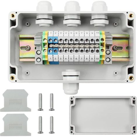IP66 Boîte de Jonction Etanche Boite de Derivation Electrique  UK-2.5B Durchgangsklemme Kit, Schrauben, Abzweigdose Wasserdicht für DIY Projekte,Automatisierungsprojekte, Garage (1/5)