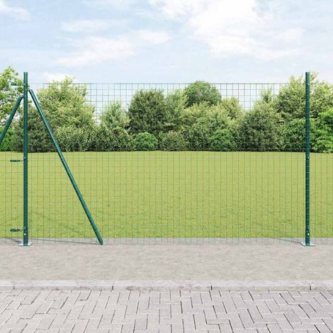 Zaun mit Pfosten Grün 1,2 x 25 m Stahl und PVC