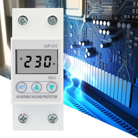 Écran LCD, monophasé, protecteur de surtension et de sous-tension réglable 230 V CA (63 A) (1/5)