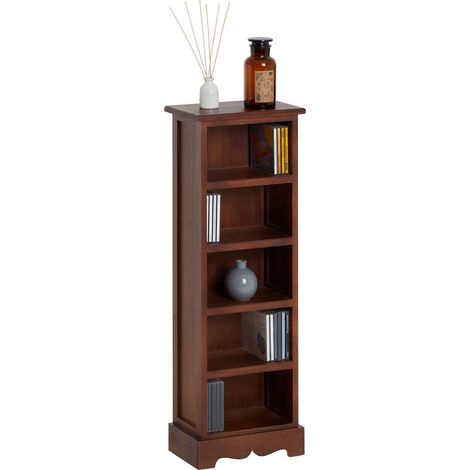 Idimex – Étagère MUSICA vintage en bois de paulownia et MDF – 5 compartiments ouverts – Dimensions 90 x 30 x 20 cm – Couleur brun foncé (1/4)