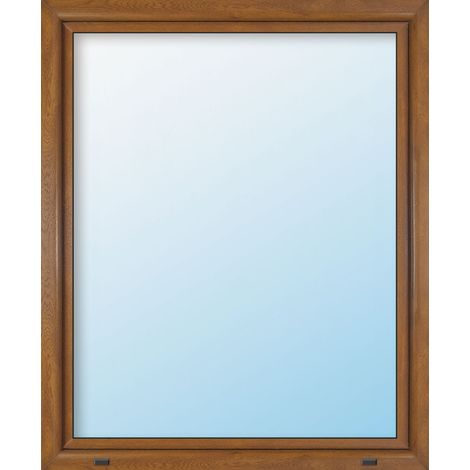 Uw 0,9 W/m²K   FENSTER PVC, 3-fach Isolierglas, weiss/golden oak, 1-flügelig, Dreh/Kipp, 80 x 80 cm, DIN links