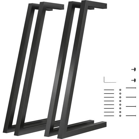 Set mit 4 quadratischen Tischbeinen – Industriestil – Verstellbare Füße – 43 x 3 x 72 cm – Schwarz