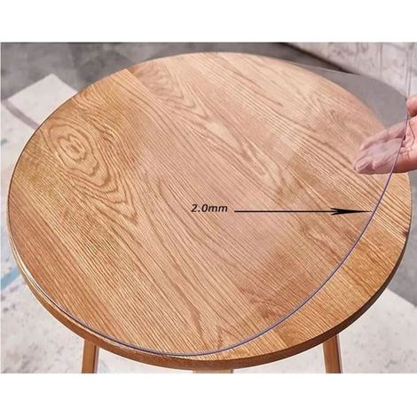 Protection de table transparente en PVC - Lavable - Rond - Antidérapante - 120 cm