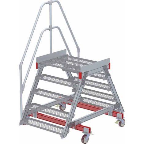 Euroline 512 mobiler Überstieg 60° Stufenausführung Stahl Gitterrost Stufenbreite 1000mm 5 Stufen