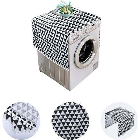 Housse Réfrigérateur & Lave-linge avec Poches, 130x55cm, Noir