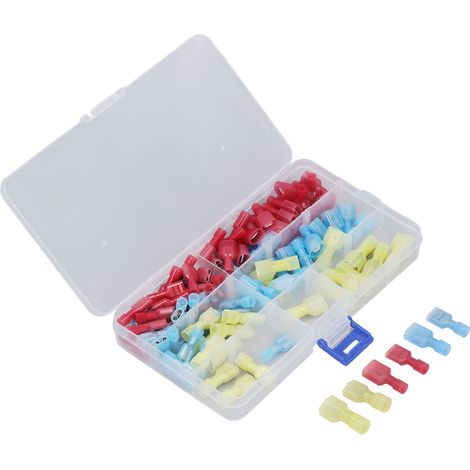 Kit de 100 connecteurs électriques rapides, embouts sertis mâles/femelles nylon, assortiment de bornes à pression à froid (1/5)