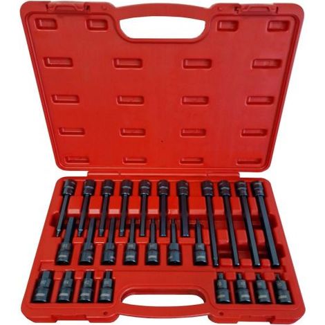 KIT 26 PZ INSERTI INSERTO TORX CHIAVI BUSSOLA 1/2 LUNGHE da H5 a H17 FS-43610