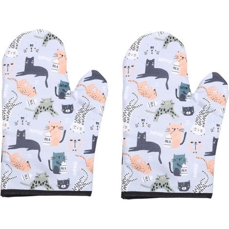 CCYKXA 2-Piece Heat Insulated Microwave Oven Gloves Set with Animal Print for Protection and Convenient Storage