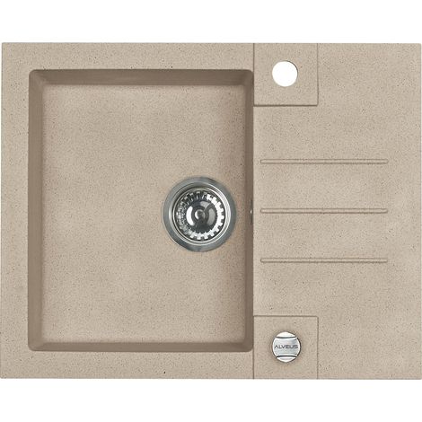 Alveus Rock - Granit-Spüle 60x48 cm, mit Ablaufsystembedienung, beige 1090950 (1/5)