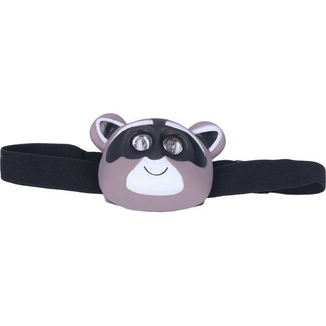 Lampe frontale pour enfants, motif raton laveur, 2 modes d'éclairage, légère, à piles, LED en plastique. (1/5)