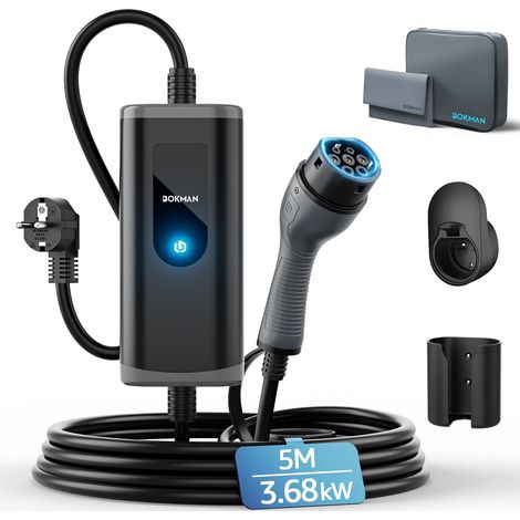 Electric Car Charger Type 2-3.7kW Portable EVSE Schuko 16A 5M for VE and PHEV (1/5)