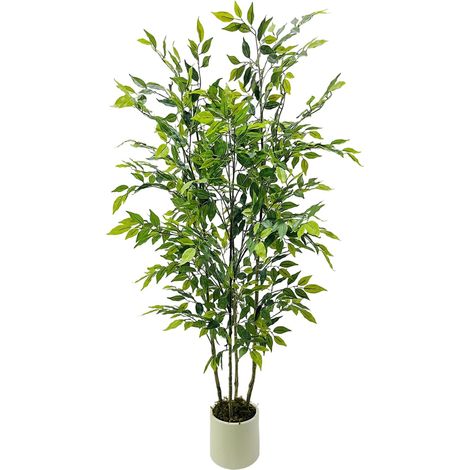 Artificial Ficus Tree - 150cm, White Pot - for Home, Office, Decoration (1/5)