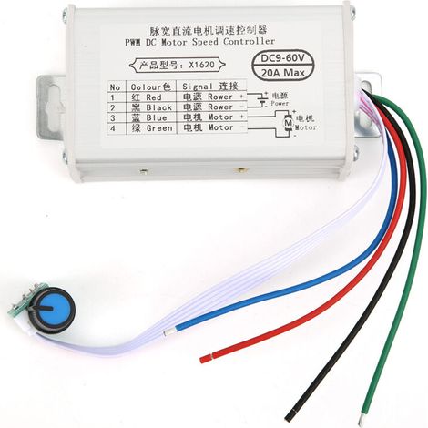 Contrôleur de Vitesse PWM pour Moteur à Courant Continu 9-60V, Réglable 10A/20A/30A (1/5)