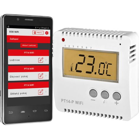 Thermostat d’ambiance EOB 667, avec WiFi, PT14-P, blanc