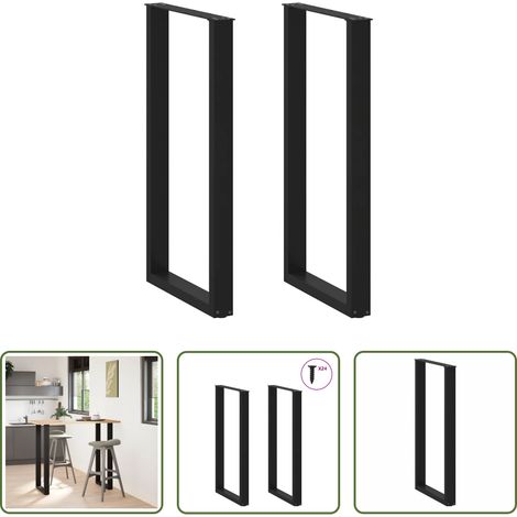 Pied de bar - Pieds de table de bar en U, 2 pièces, noir, 60 x (110-111) cm, acier (1/5)