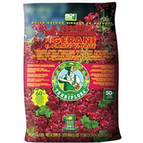 1PZ TERRICCIO DEL GIARDINIERE PER GERANI E PIANTE FIORITE LT.20