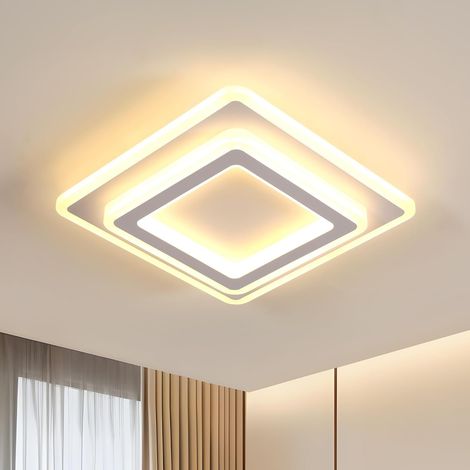 Goeco Modern LED Ceiling Light 44W 3000K Warm White, Square 29cm Acrylic Flush Mount, CRI 80 Sand White Finish for Living Room Bedroom Hallway Kitchen (1/5)