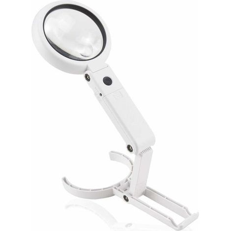 Loupe eclairante à Main sur Pied 5X 11X avec lumière 8 LED, loupe de Lecture, loupe de Table avec Support Pliable, pour Lecture, l'inspection, Ø75mm (1/4)
