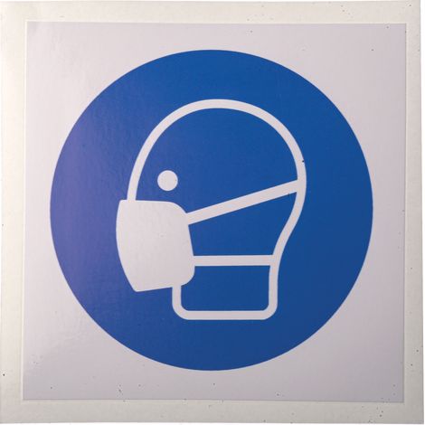 Panneau obligation, avec pictogramme : Masque obligatoire, Auto-adhésif, en Vinyle ( Prix pour 1 ) (1/2)