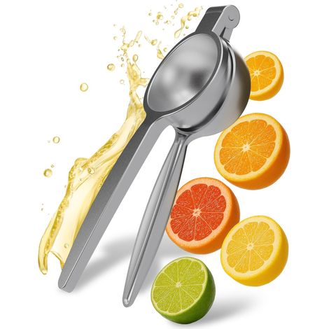 Presse-agrumes en acier inoxydable - 7 cm - Robuste - Pour citrons et citrons verts - Inoxydable - Passe au lave-vaisselle - Ergonomique - Idéal pour la cuisine (1/5)