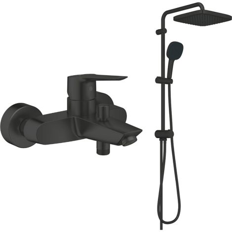 Pack mezclador mecánico de baño/ducha GROHE Start 2021 + columna GROHE Vitalio Comfort 250 con inversor, negro mate