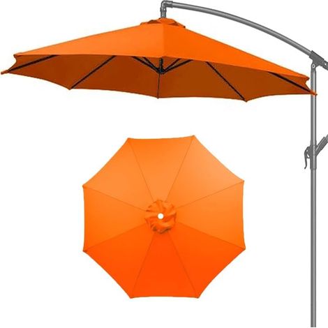 Tela para sombrilla de 6.5 pies, 9 pies y 10 pies, cubierta para parasol, toldo de repuesto para patio, 8 varillas, fácil de instalar (rojo, 8 varillas) (naranja, 9 pies, 8 varillas) (1/5)