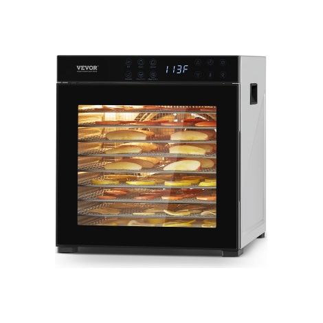 Deshidratador de Alimentos 10 Bandejas de Acero Inoxidable Secador de Alimentos Eléctrico 1000 W con Temperatura Ajustable y Temporizador de 48 Horas para Cecina, Frutas, Verduras, Hierbas (1/5)
